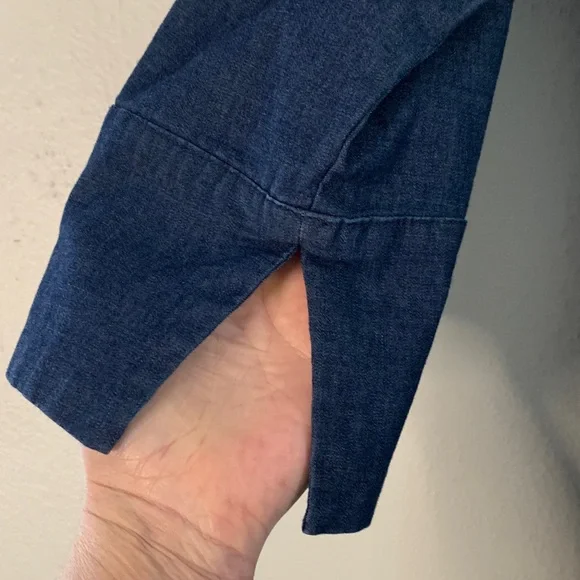 Kim Gravel chambray dark wash denim shift dress with pockets women’s size medium - Picture 9 of 10